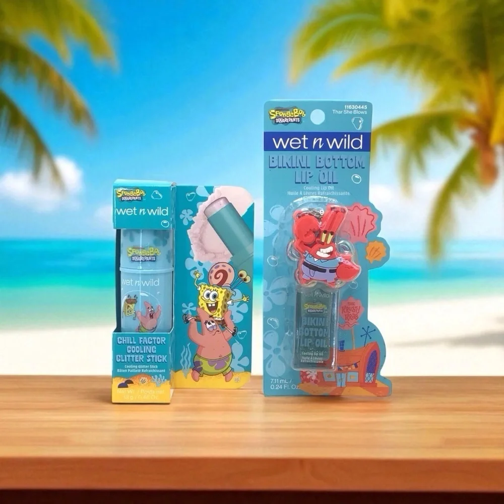 Wet N Wild SpongeBob Limited Edition Cooling Lip Oil Gloss & Glitter Stick Set